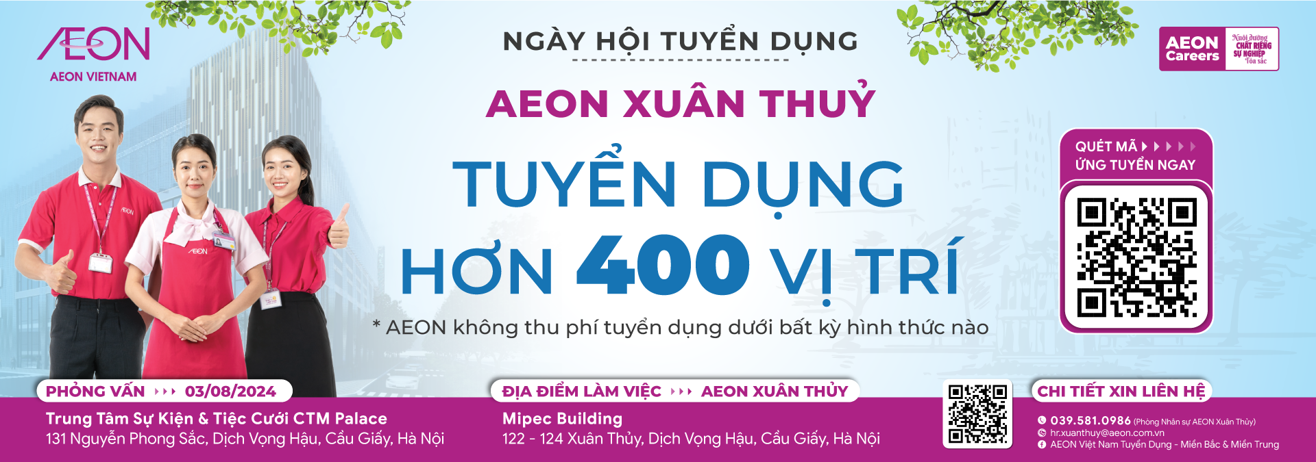 CÔNG VIỆC ỔN ĐỊNH, ĐẢM BẢO TƯƠNG LAI TẠI AEON XUÂN THỦY